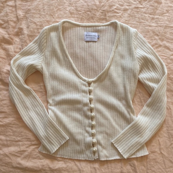 Cream cardigan with pearl buttons - Picture 1 of 2